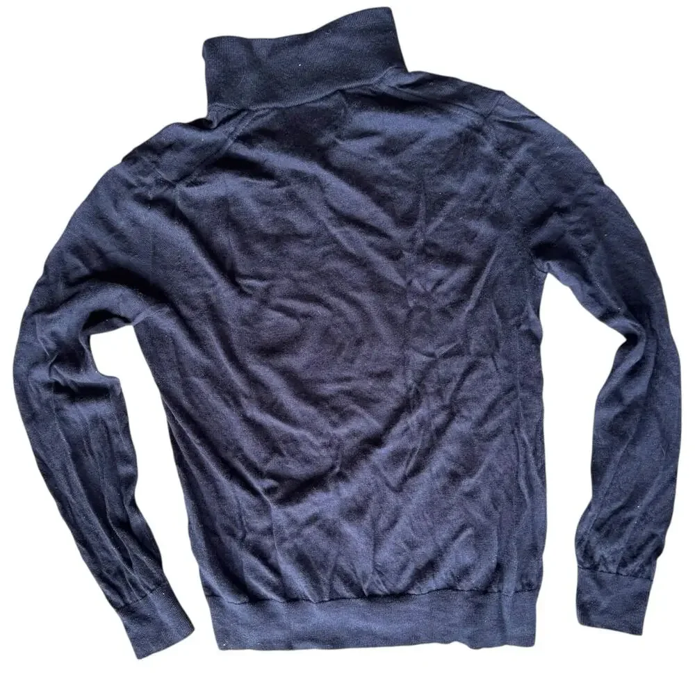 Banana Republic Factory Men's Navy Merino Wool‎ Blend Half Zip Sweater - Large